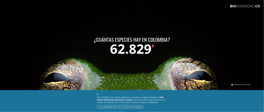 Numero de especies Colombianas El SiB Colombia es una iniciativa de país que tiene como propósito brindar acceso libre a información sobre la diversidad biológica del país para la construcción de una sociedad sostenible. Facilita la publicación en línea de datos e información sobre biodiversidad y su acceso a una amplia variedad de audiencias, apoyando de forma oportuna y eficiente la gestión integral de la biodiversidad. Nace con el Decreto 1603 de 1994 como parte del proceso de creación del Sistema Nacional Ambiental (SINA), establecido en la Ley 99 de 1993. El SiB Colombia es una realidad gracias a la participación de decenas de organizaciones y personas que comparten datos e información bajo los principios de libre acceso, cooperación, transparencia, reconocimiento y responsabilidad compartida.